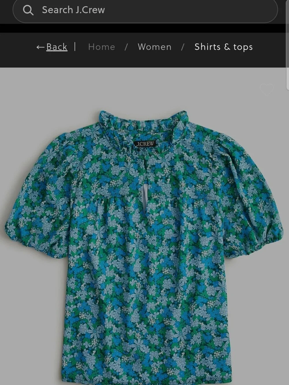 J Crew Ruffle Trim Hyacinth Fields Short Sleeve Top Size XS